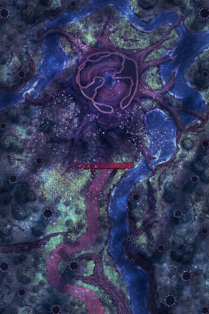 Giant Hollow Tree Shrine & More Battlemap - fantasy forest map - Digital, Foundry VTT, Print