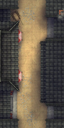 Modular Japanese Alleys & Streets Tileset Battlemap - narrow sandy alleyway - Digital, Foundry VTT, Print