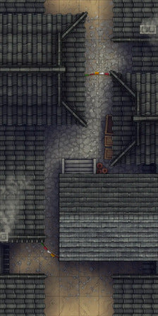 Modular Japanese Alleys & Streets Tileset Battlemap - overhead view medieval town - Digital, Foundry VTT, Print