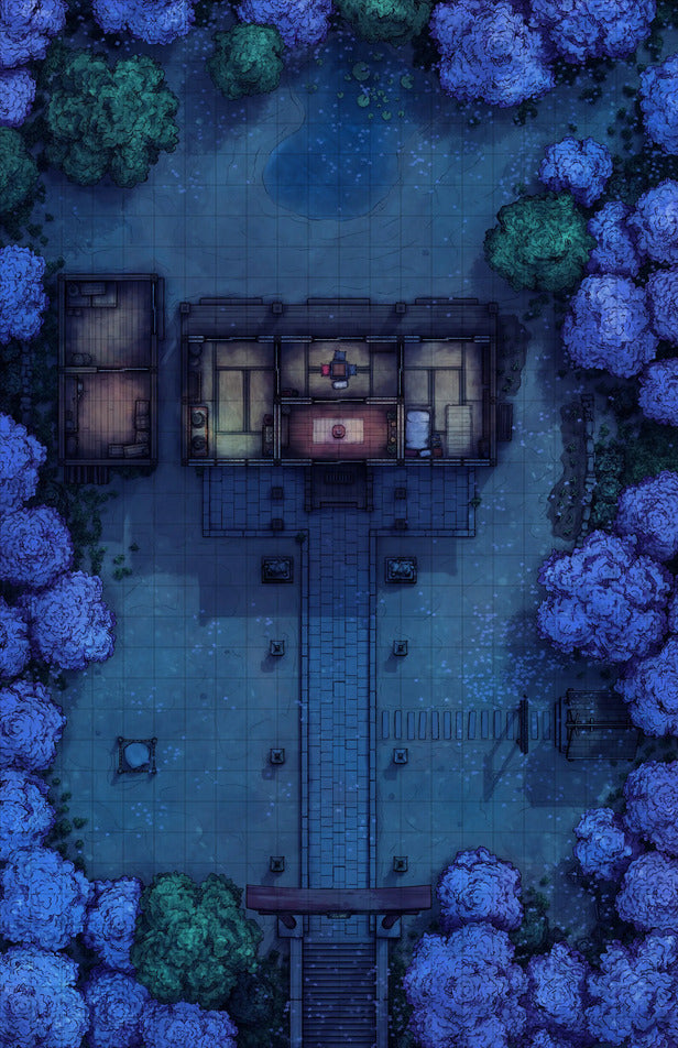 Hakurei Shrine Battlemap - overhead view japanese-style - Digital, Foundry VTT, Print