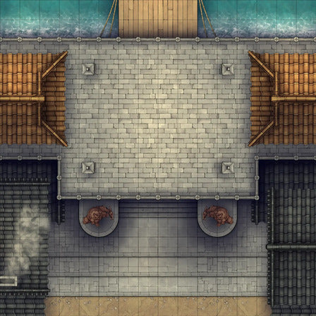 Modular Japanese City Streets Tileset Battlemap - overhead view stone city square - Digital, Foundry VTT, Print