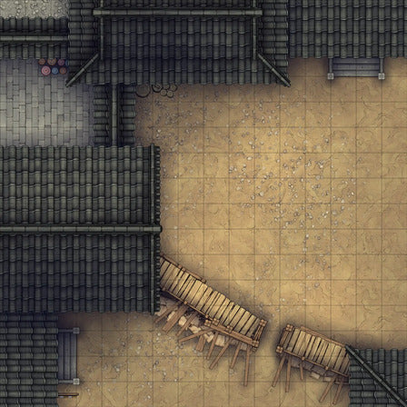 Modular Japanese City Streets Tileset Battlemap - asian-style rooftops - Digital, Foundry VTT, Print