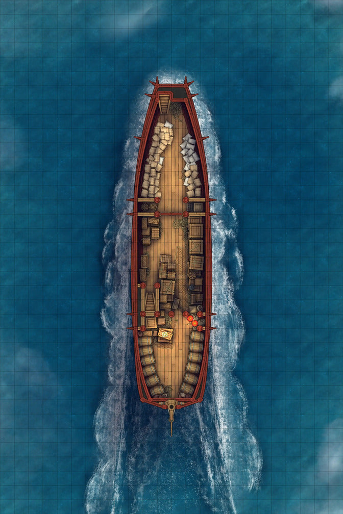 Chinese Junk Ship Battlemap - cargo ship water - Digital, Foundry VTT, Print