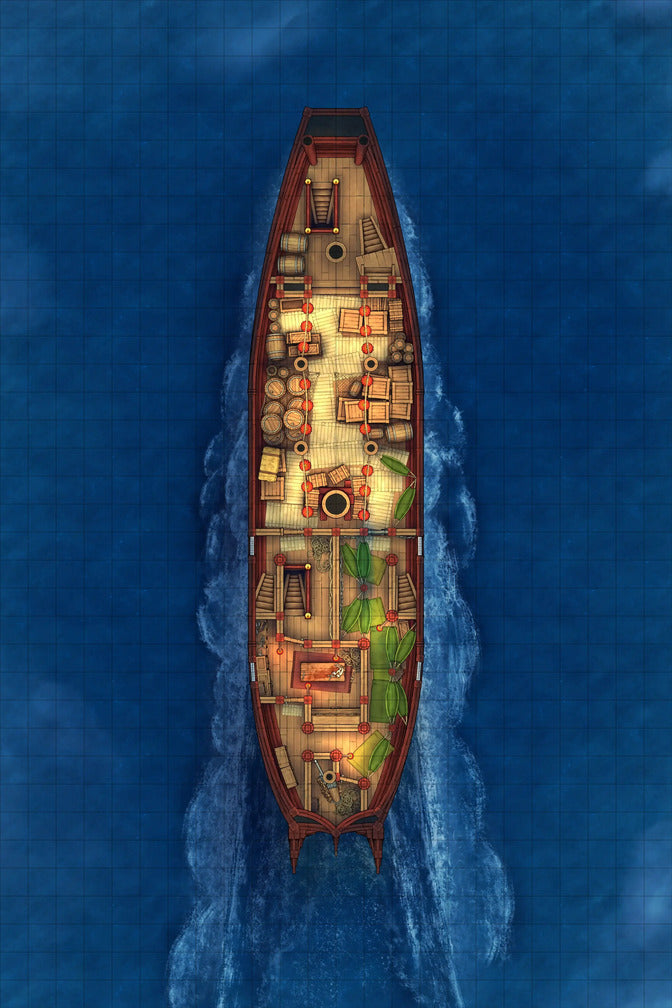 Chinese Junk Ship Battlemap - top-down view cargo ship - Digital, Foundry VTT, Print