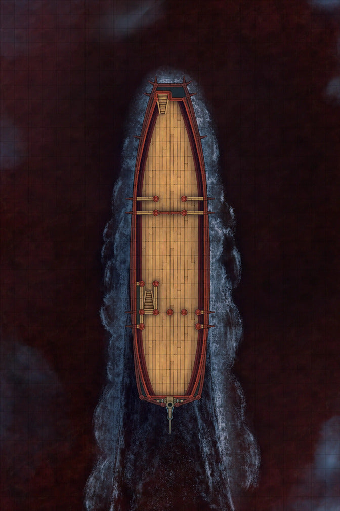 Chinese Junk Ship Battlemap - wooden ship dark waters - Digital, Foundry VTT, Print