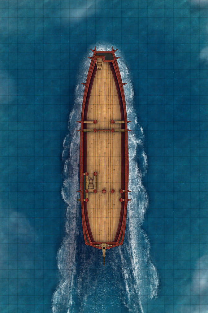 Chinese Junk Ship Battlemap - wooden ship water - Digital, Foundry VTT, Print