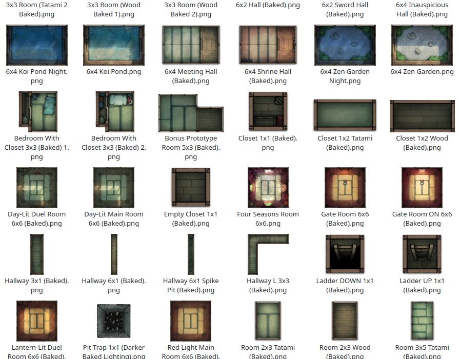 Modular Ninja Dojo & Japanese Room Tileset Battlemap - collection top-down dungeon tiles - Digital, Foundry VTT, Print