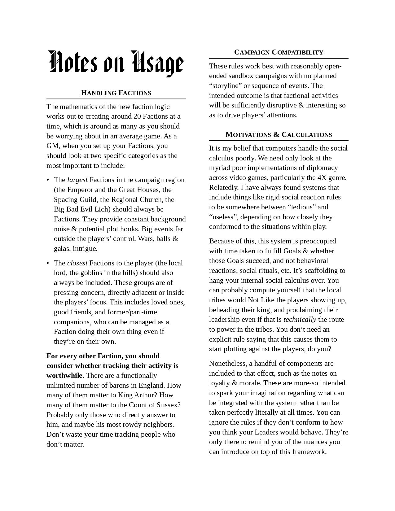 The Faction Machine Supplement - text-filled document - System: OSR, Universal