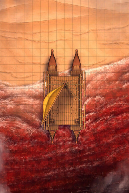 Polynesian Catamaran Canoe Battlemap - wooden boat sail - Digital, Foundry VTT, Print