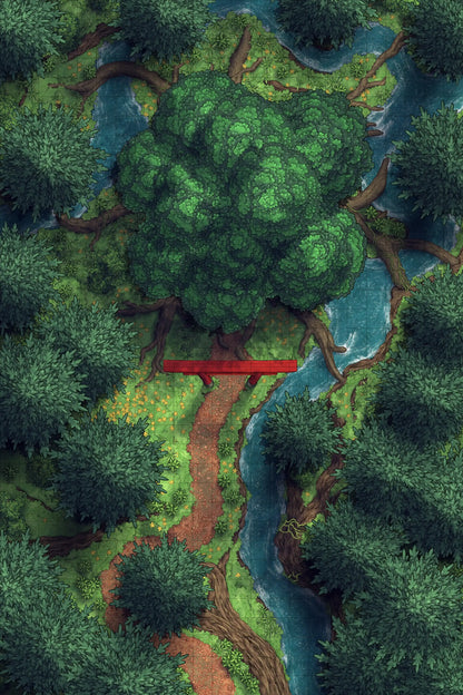 Giant Hollow Tree Shrine & More Battlemap - overhead forest map - Digital, Foundry VTT, Print