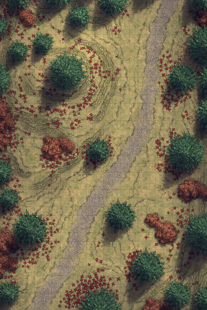 Grassy Road Battlemap - Grassy Road 24x36 Autumn