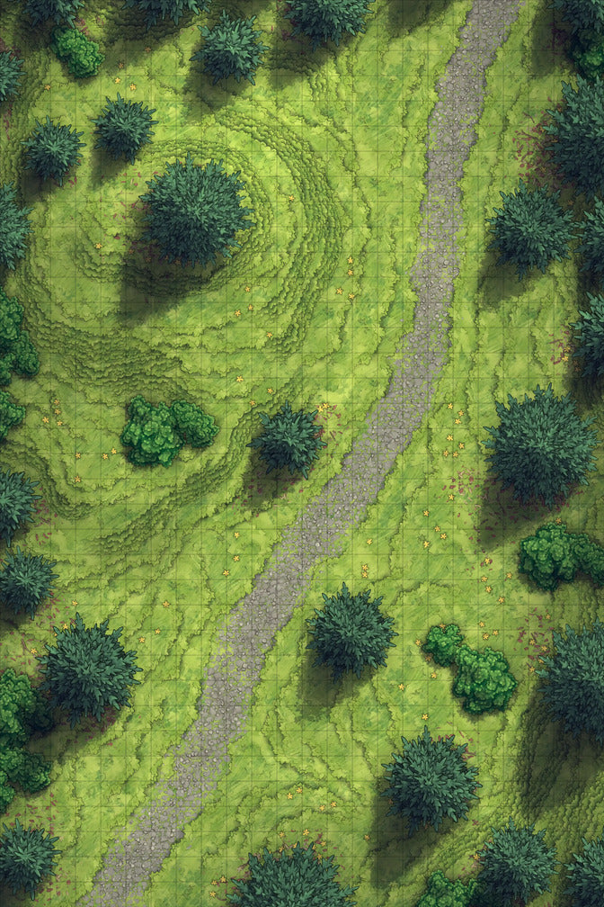 Grassy Road Battlemap - Grassy Road 24x36 Summer