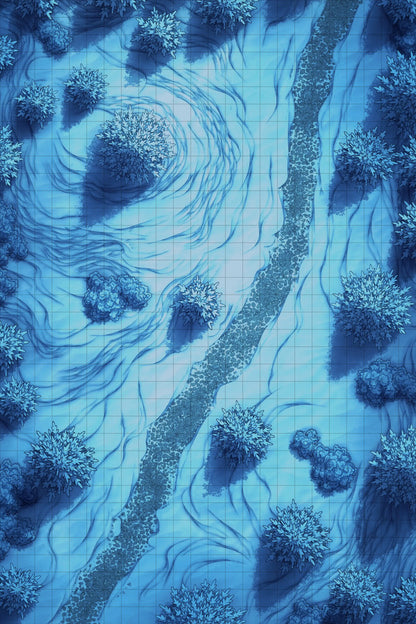 Grassy Road Battlemap - Grassy Road 24x36 Winter Night