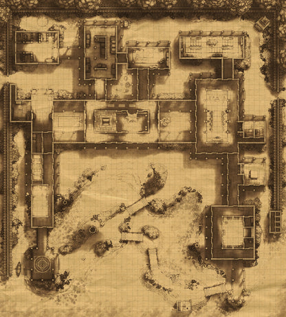 Japanese Mansion — Shinden Zukuri Battlemap - Japanese Mansion Shinden Zukuri 54x60 Blueprint 01