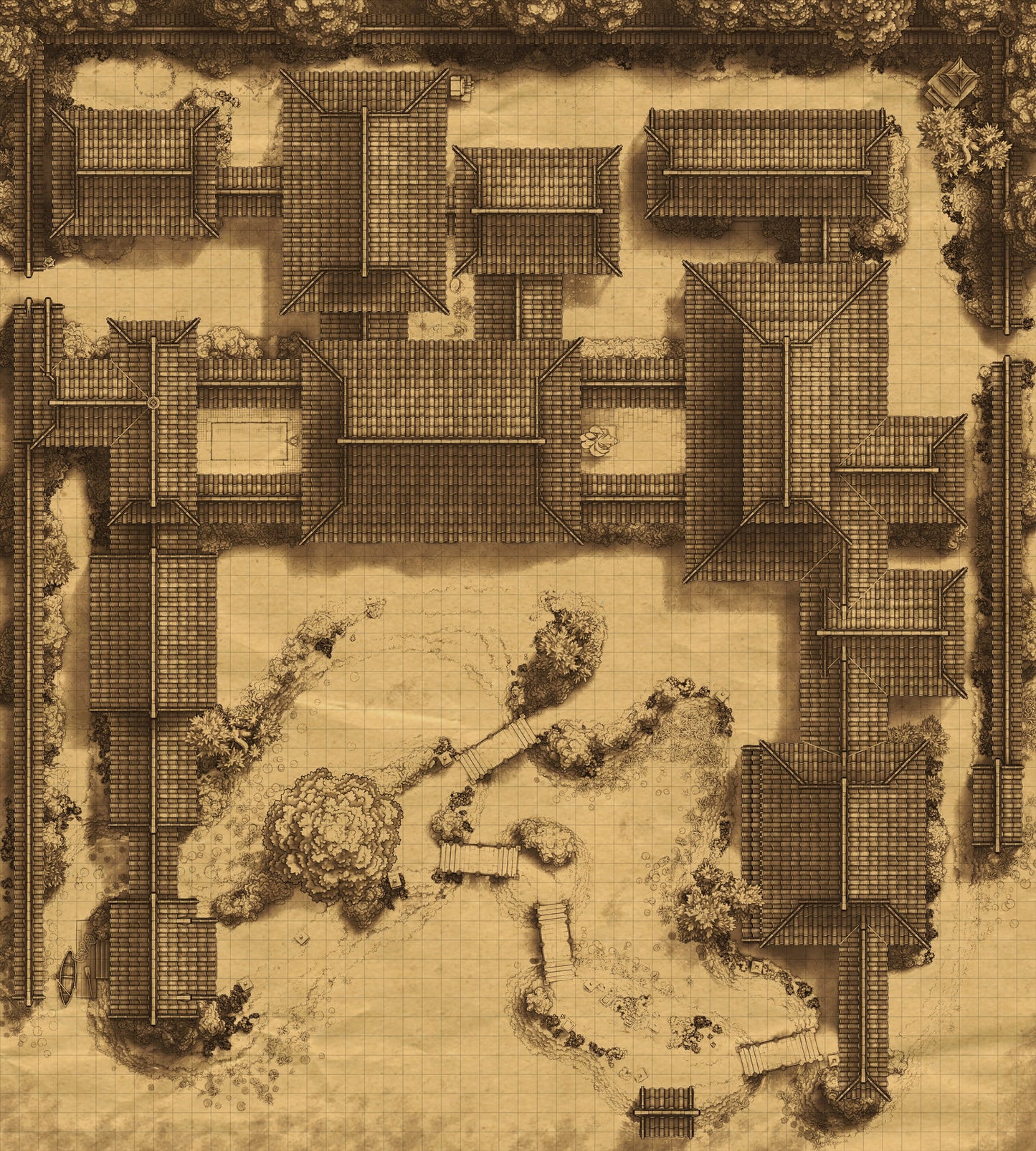 Japanese Mansion — Shinden Zukuri Battlemap - Japanese Mansion Shinden Zukuri 54x60 Blueprint 02