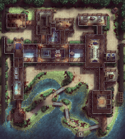 Japanese Mansion — Shinden Zukuri Battlemap - Japanese Mansion Shinden Zukuri 54x60 Massacre 01