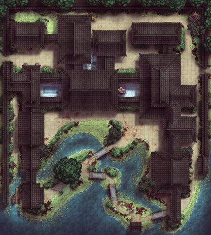 Japanese Mansion — Shinden Zukuri Battlemap - Japanese Mansion Shinden Zukuri 54x60 Massacre 02
