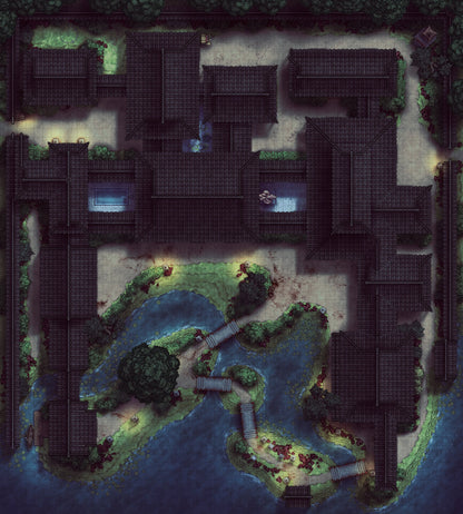 Japanese Mansion — Shinden Zukuri Battlemap - Japanese Mansion Shinden Zukuri 54x60 Massacre Night 02