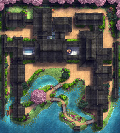 Japanese Mansion — Shinden Zukuri Battlemap - Japanese Mansion Shinden Zukuri 54x60 Spring 02