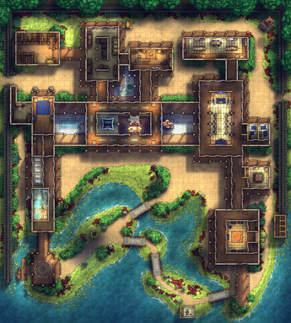 Japanese Mansion — Shinden Zukuri Battlemap - Japanese Mansion Shinden Zukuri 54x60 Summer 01