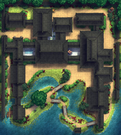 Japanese Mansion — Shinden Zukuri Battlemap - Japanese Mansion Shinden Zukuri 54x60 Summer 02