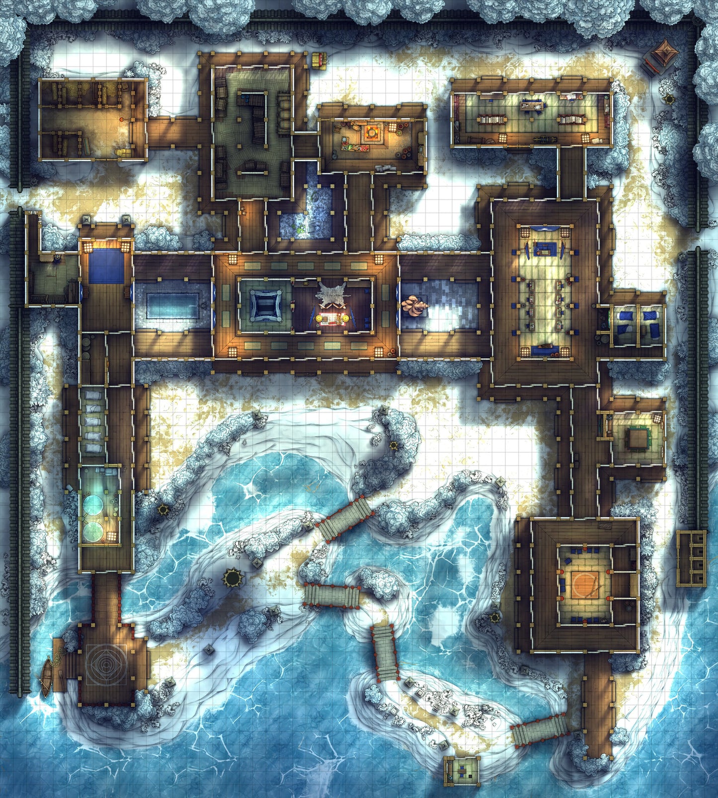 Japanese Mansion — Shinden Zukuri Battlemap - Japanese Mansion Shinden Zukuri 54x60 Winter 01
