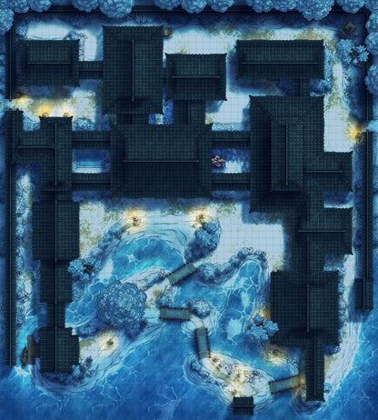 Japanese Mansion — Shinden Zukuri Battlemap - Japanese Mansion Shinden Zukuri 54x60 Winter Night 02