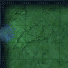 Modular Garden Tileset & Assets Battlemap - Japanese Walled Garden 1x1 8x8 Exterior L 03 Inner Corner Exit Night