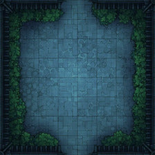 Modular Garden Tileset & Assets Battlemap - Japanese Walled Garden 1x1 8x8 I 02 Bordered Night