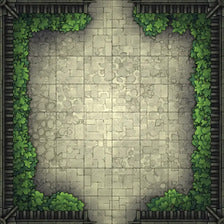 Modular Garden Tileset & Assets Battlemap - Japanese Walled Garden 1x1 8x8 I 02 Bordered