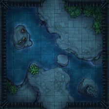 Modular Garden Tileset & Assets Battlemap - Japanese Walled Garden 1x1 8x8 I 03 Koi Night