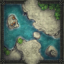 Modular Garden Tileset & Assets Battlemap - Japanese Walled Garden 1x1 8x8 I 03 Koi