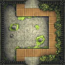 Modular Garden Tileset & Assets Battlemap - Japanese Walled Garden 1x1 8x8 I 04 Planks