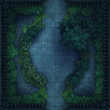 Modular Garden Tileset & Assets Battlemap - Japanese Walled Garden 1x1 8x8 I 05 Garden Night