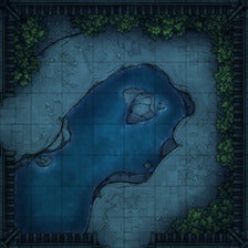 Modular Garden Tileset & Assets Battlemap - Japanese Walled Garden 1x1 8x8 L 02 Garden Night