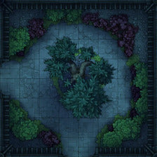Modular Garden Tileset & Assets Battlemap - Japanese Walled Garden 1x1 8x8 L 03 Tree Night