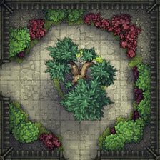 Modular Garden Tileset & Assets Battlemap - Japanese Walled Garden 1x1 8x8 L 03 Tree