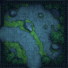 Modular Garden Tileset & Assets Battlemap - Japanese Walled Garden 1x1 8x8 L 04 Zen Night