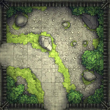 Modular Garden Tileset & Assets Battlemap - Japanese Walled Garden 1x1 8x8 L 04 Zen
