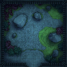 Modular Garden Tileset & Assets Battlemap - Japanese Walled Garden 1x1 8x8 O 02 Zen Night