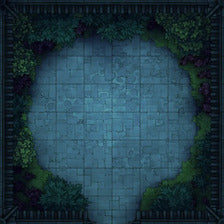 Modular Garden Tileset & Assets Battlemap - Japanese Walled Garden 1x1 8x8 O 03 Circle Night