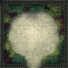 Modular Garden Tileset & Assets Battlemap - Japanese Walled Garden 1x1 8x8 O 03 Circle