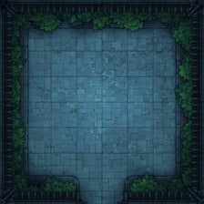 Modular Garden Tileset & Assets Battlemap - Japanese Walled Garden 1x1 8x8 O 04 Bordered Night