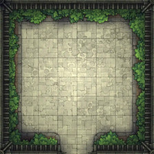 Modular Garden Tileset & Assets Battlemap - Japanese Walled Garden 1x1 8x8 O 04 Bordered
