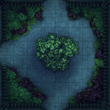 Modular Garden Tileset & Assets Battlemap - Japanese Walled Garden 1x1 8x8 T 02 Garden Night