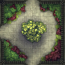 Modular Garden Tileset & Assets Battlemap - Japanese Walled Garden 1x1 8x8 T 02 Garden