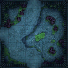 Modular Garden Tileset & Assets Battlemap - Japanese Walled Garden 1x1 8x8 T 04 Zen 2 Night