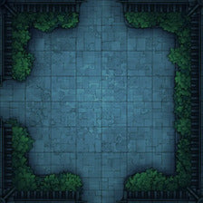 Modular Garden Tileset & Assets Battlemap - Japanese Walled Garden 1x1 8x8 T 05 Bordered Night