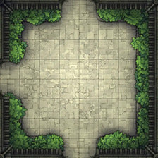 Modular Garden Tileset & Assets Battlemap - Japanese Walled Garden 1x1 8x8 T 05 Bordered