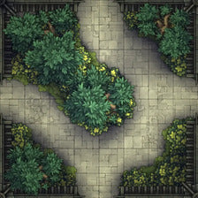 Modular Garden Tileset & Assets Battlemap - Japanese Walled Garden 1x1 8x8 X 02 Ring